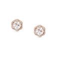 Elegant Rose Gold Diamond Floral Stud Earrings 