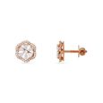 Elegant Rose Gold Diamond Floral Stud Earrings 2