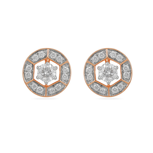 Elegant Rose Gold Hexagonal Studs 