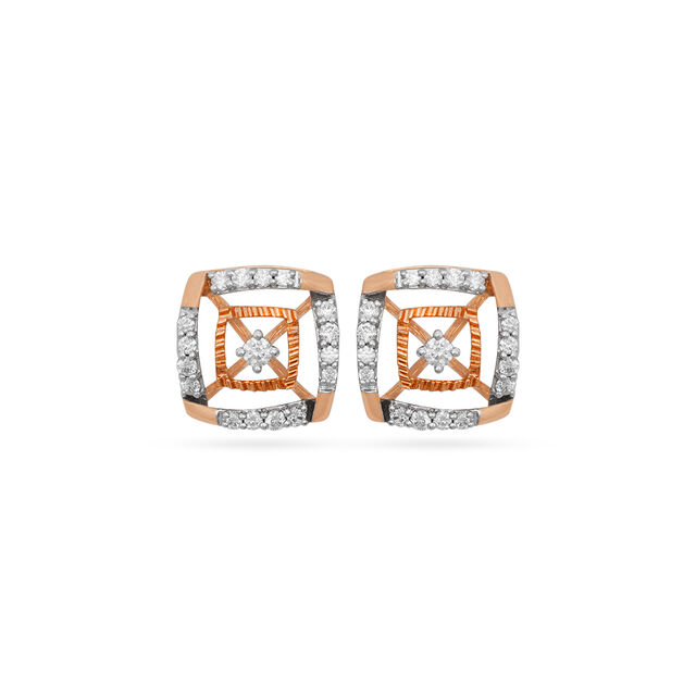 Tanishq 18 Karat Diamond Pendant and Earrings Set for Women 4