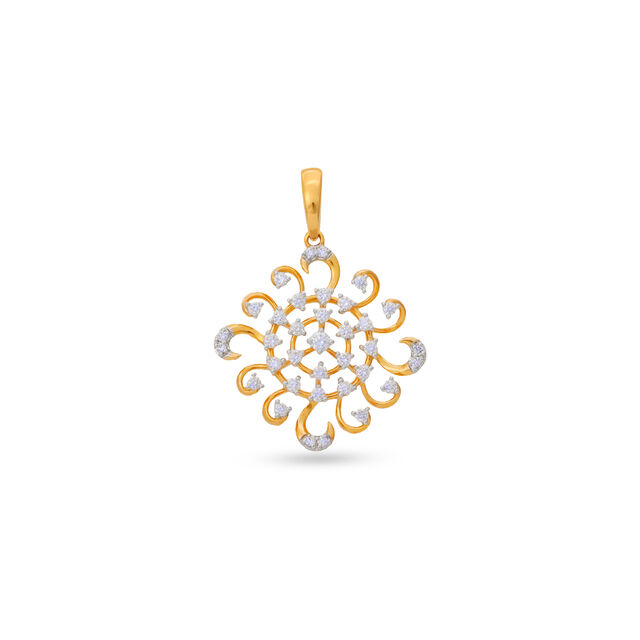 Tanishq 18 Karat Diamond Pendant and Earrings Set for Women 4