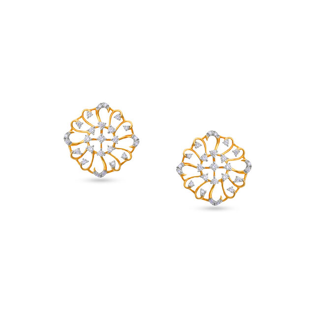 Tanishq 18 Karat Diamond Pendant and Earrings Set for Women 3