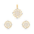Tanishq 18 Karat Diamond Pendant and Earrings Set for Women 