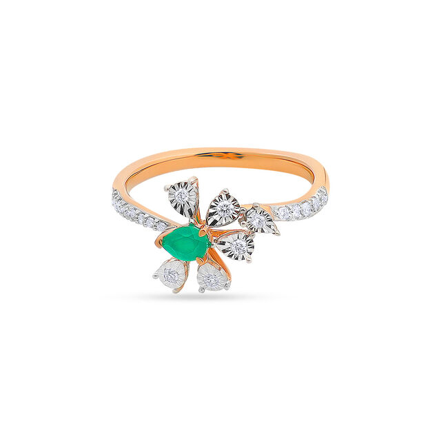 Floral Emerald Finger Ring