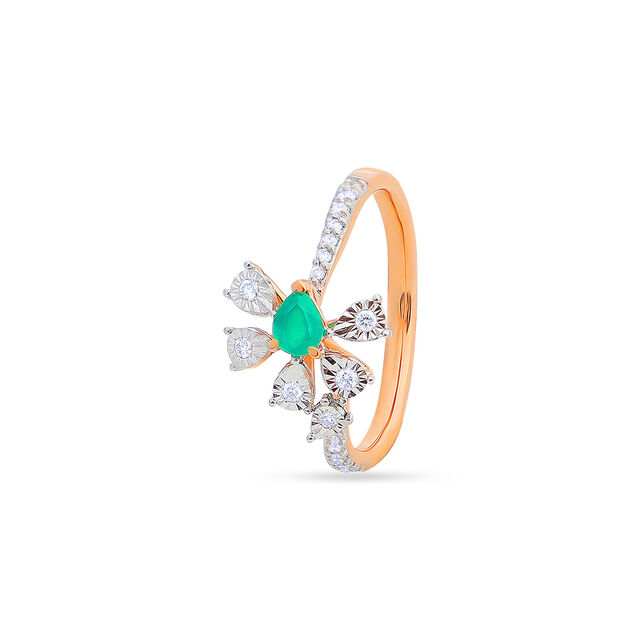 Floral Emerald Finger Ring