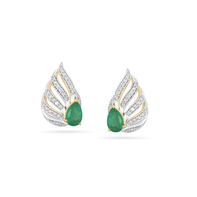Yellow Gold & Diamond Stud Earrings in 18K Yellow Gold for Women 
