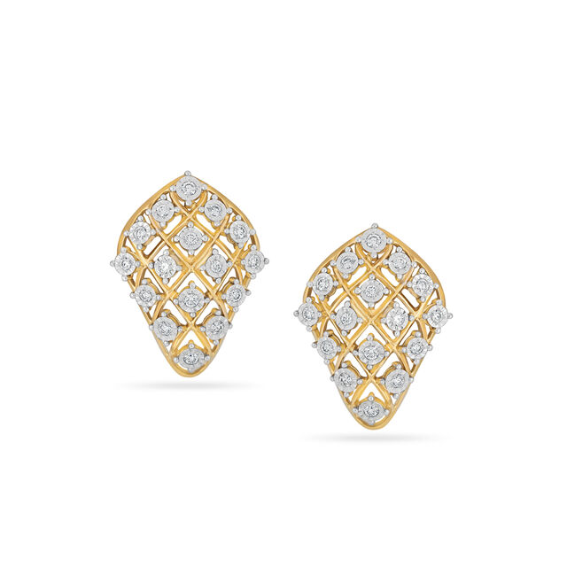 18K Yellow and White Gold & Diamond Stud Earrings 