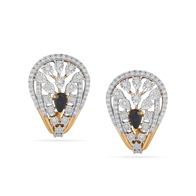 Tanishq Yellow and White Gold Diamond Stud Earrings 18K for Women 