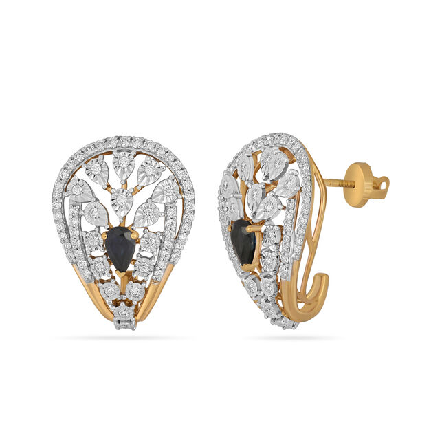 Tanishq Yellow and White Gold Diamond Stud Earrings 18K for Women 2