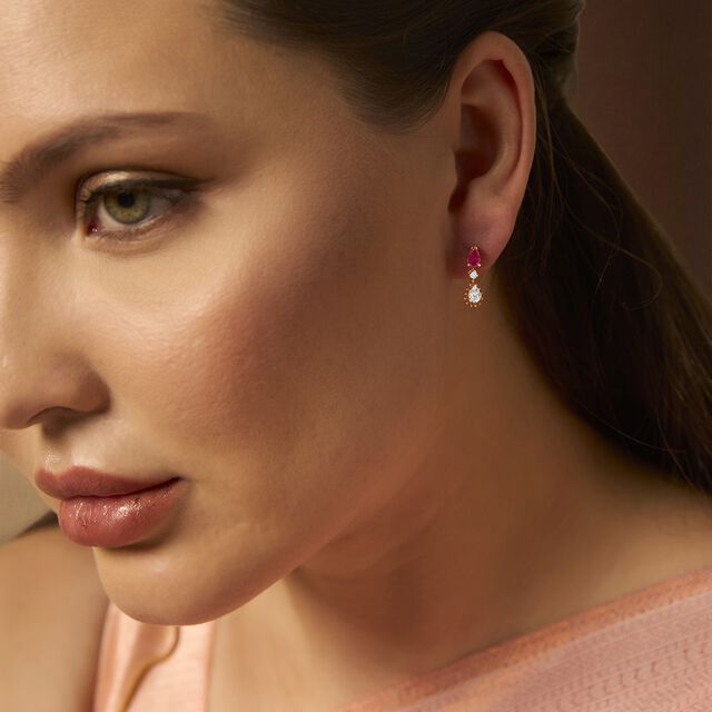 Tanishq 18KT  Gold Drop Earrings for Women 2