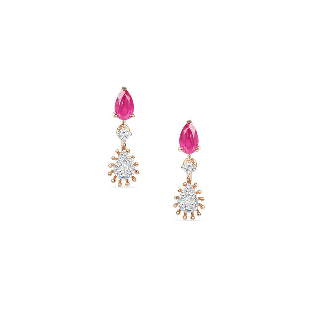 Tanishq 18KT  Gold Drop Earrings for Women 
