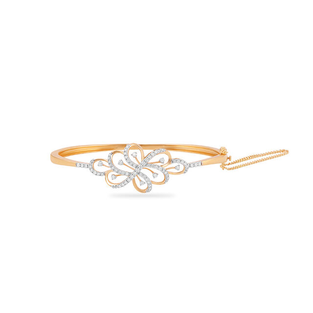 Statement Gold Bangle with Floral Accents 