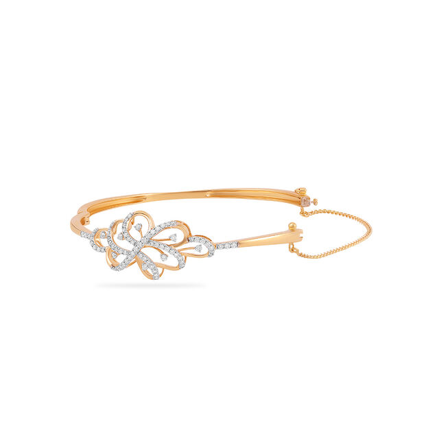 Statement Gold Bangle with Floral Accents 2