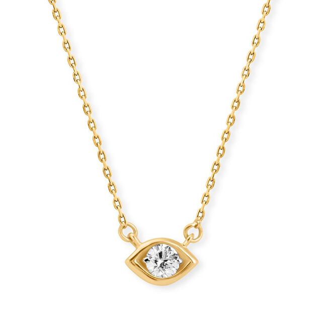 Elegant Diamond Eye Charm Necklace