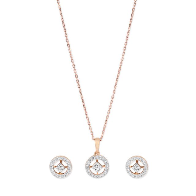 Tanishq 18KT Diamond Pendant With Earring for Women 