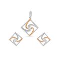 Tanishq 18 Karat Diamond Pendant and Earrings Set for Women 