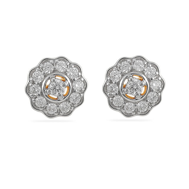 Floral Diamond Stud Earrings 