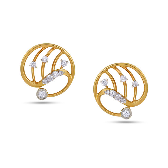 Modernist Geometric Diamond Earrings 