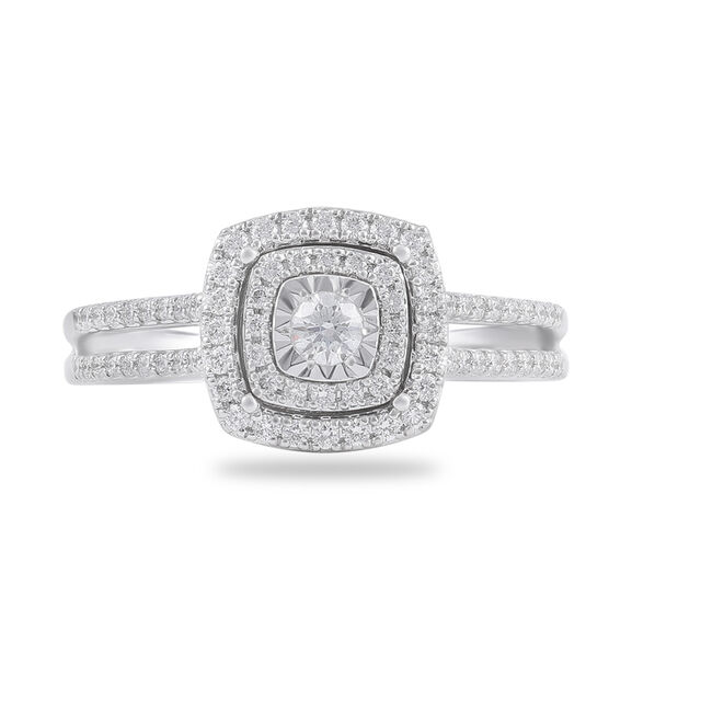 Radiant Halo Diamond Engagement Ring 
