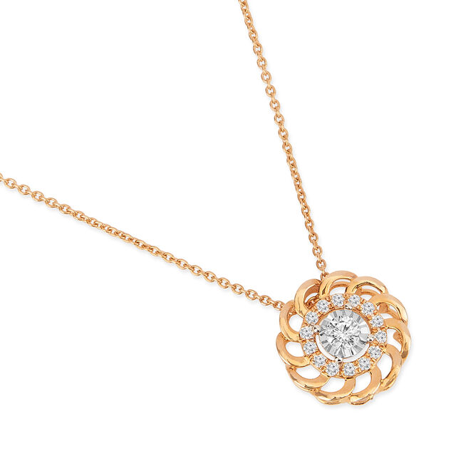 Tanishq 18KT Diamond Pendant with Chain and Earrings Set for Women 2