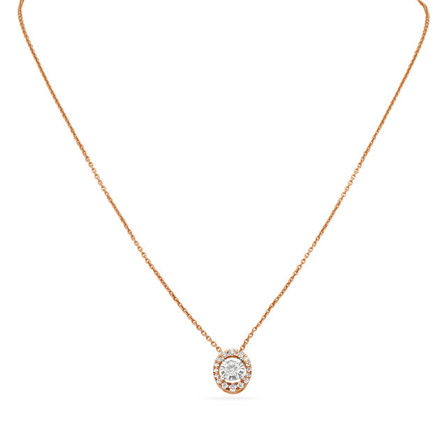 Tanishq 18 Karat Diamond Pendant with Chain and Earrings Set for Women 2