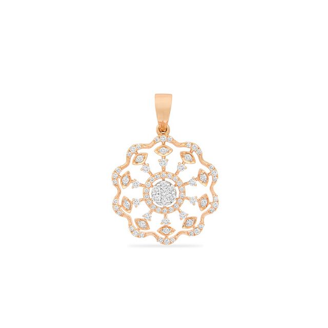 Tanishq 18KT Diamond Pendant With Earring for Women 3