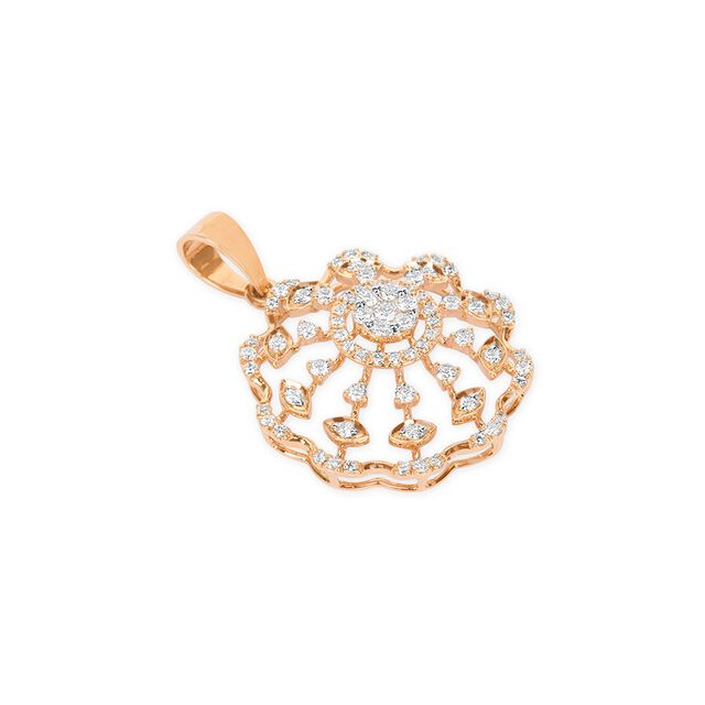 Tanishq 18KT Diamond Pendant With Earring for Women 5