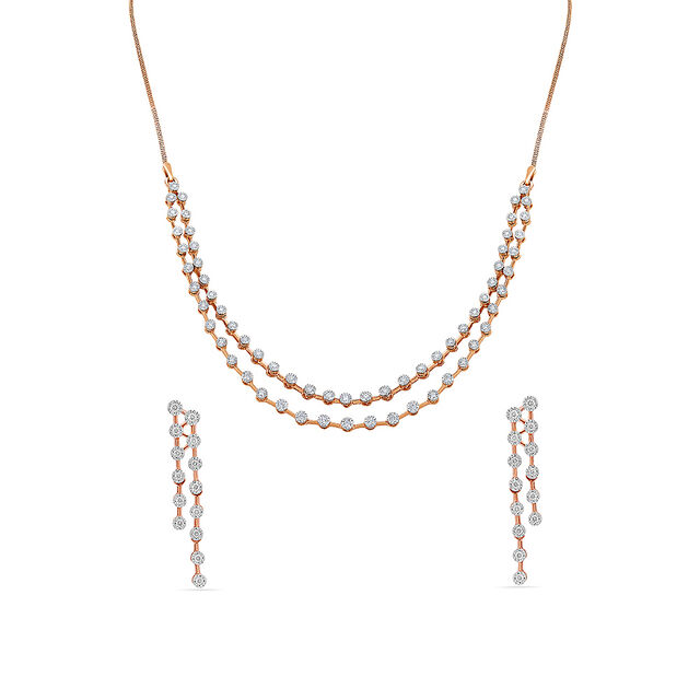 Eternal Rosy Diamond Necklace Set 