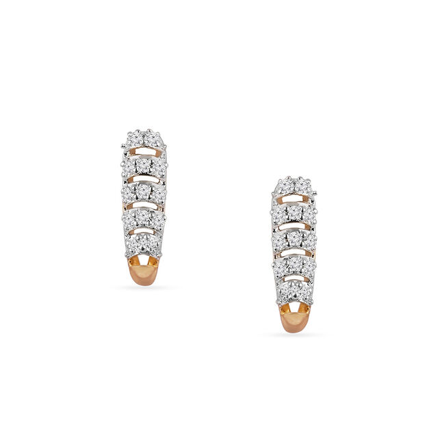 Tanishq 18KT Diamond Hoop Earrings for Women 