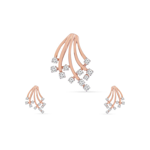 Tanishq 18KT Diamond Pendant With Earring for Women 