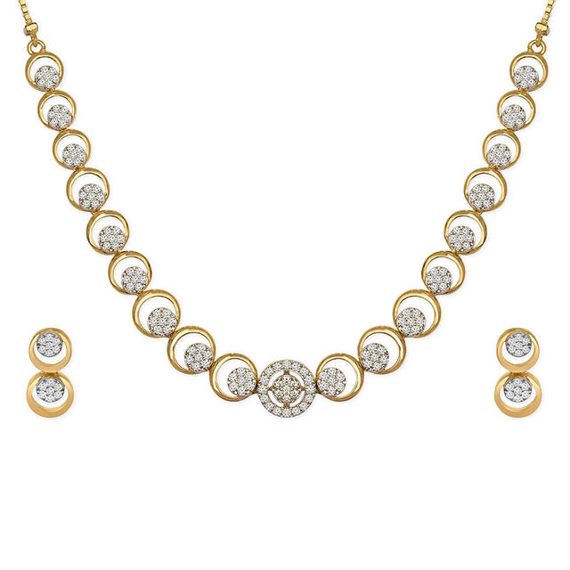 Tanishq 18KT Diamond Necklace with Earrings for Women 3