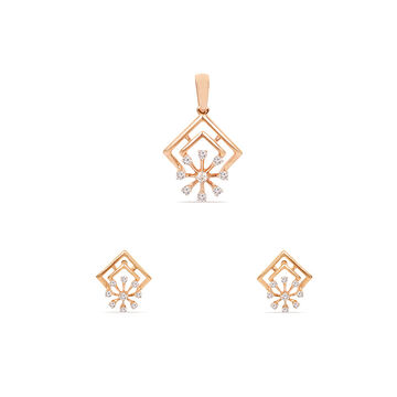 Tanishq 18KT Diamond Pendant with Earring for Women