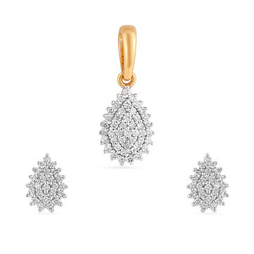 Tanishq 18KT Diamond Pendant and Earrings Set for Women