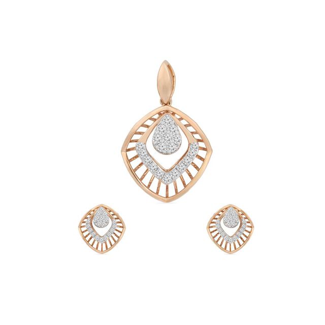 Tanishq 18KT Diamond Pendant With Earring for Women 
