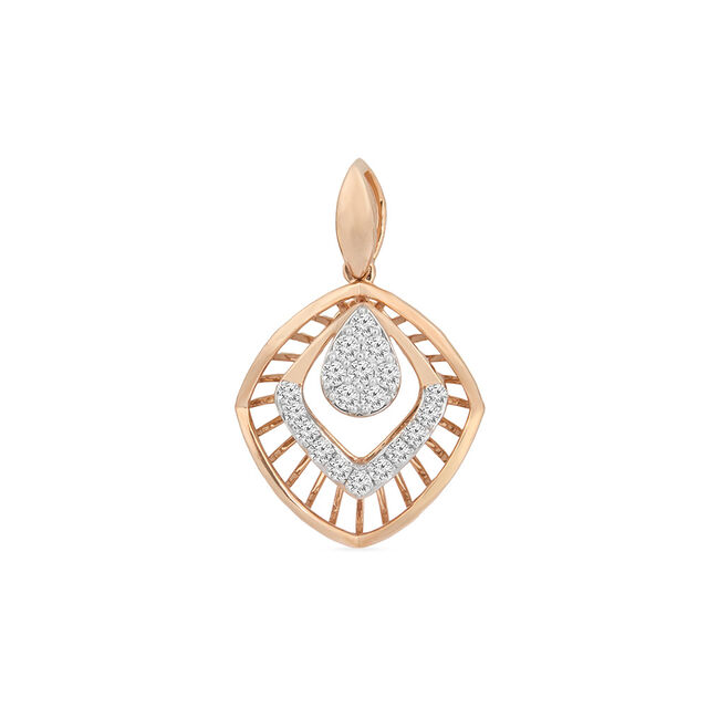 Tanishq 18KT Diamond Pendant With Earring for Women 2