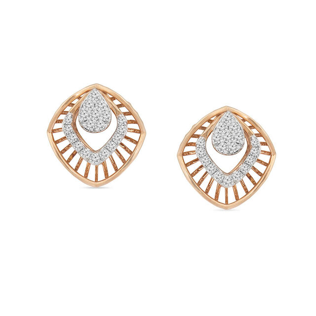 Tanishq 18KT Diamond Pendant With Earring for Women 4