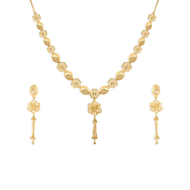 Tanishq 18KT Gold Neckwear with Earring for Women 3