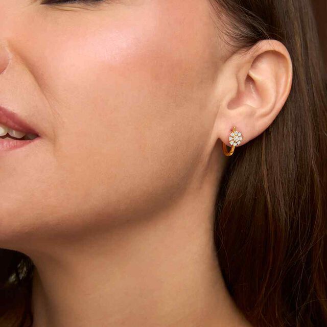 Tanishq 18KT Diamond Hoop Earrings for Women 2