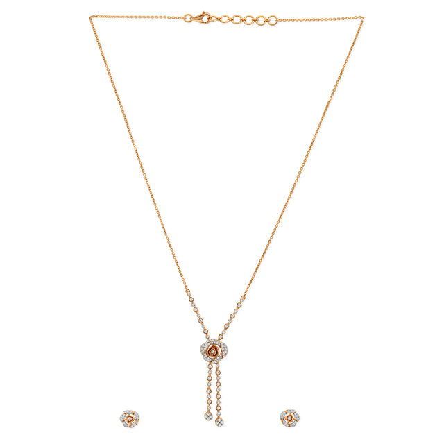 Tanishq 18KT Diamond Necklace Set for Women 