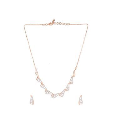 Tanishq 18KT Diamond Necklace with Earrings for Women