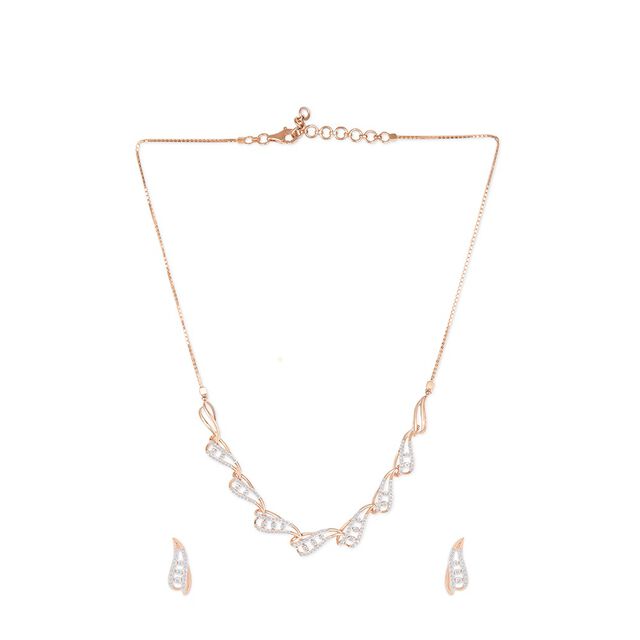 Tanishq 18KT Diamond Necklace with Earrings for Women 