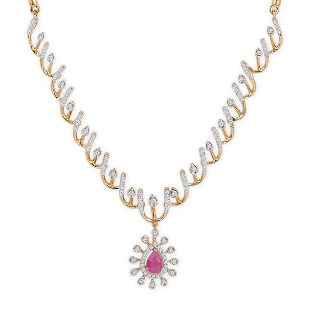 Tanishq 18KT Diamond Necklace Set for Women 2