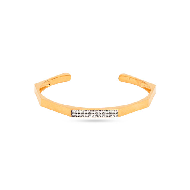 Angular Gold & Diamond Cuff Bangle For Men,,hi-res 