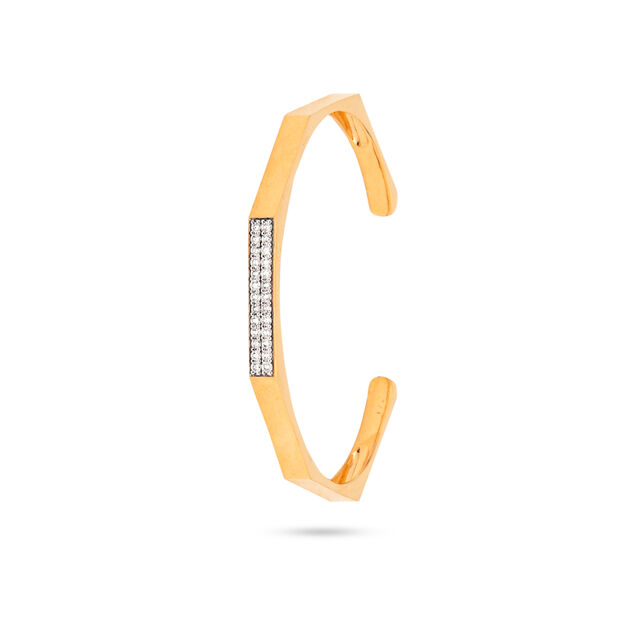 Angular Gold & Diamond Cuff Bangle For Men,,hi-res 2