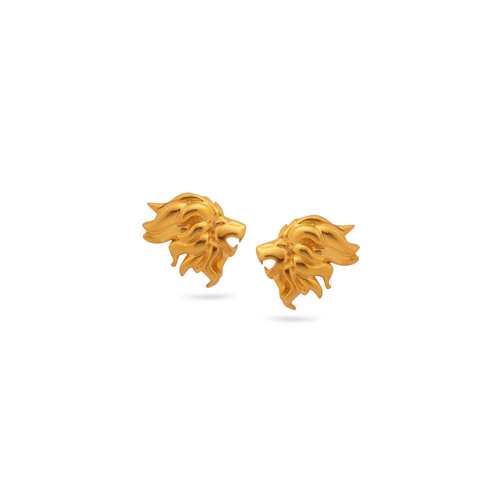 Lion earrings gold deals