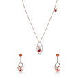 Tanishq 18 Karat Diamond Pendant with Chain and Earrings Set for Women 