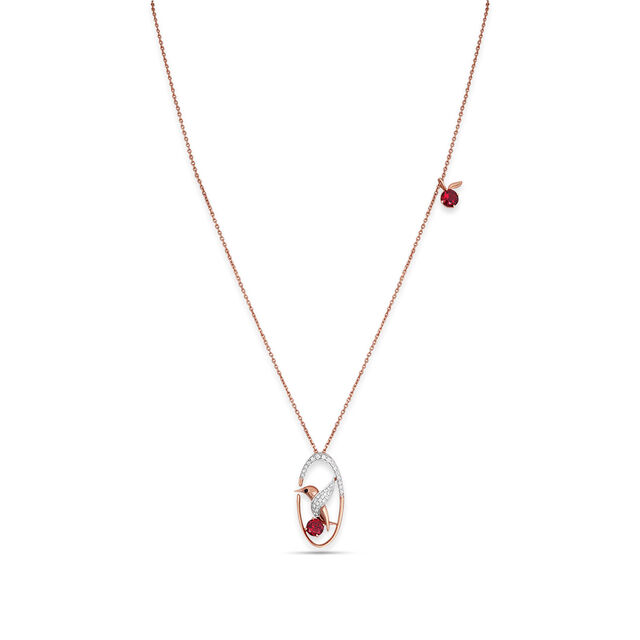 Tanishq 18 Karat Diamond Pendant with Chain and Earrings Set for Women 2
