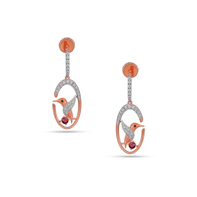 Tanishq 18 Karat Diamond Pendant with Chain and Earrings Set for Women 6