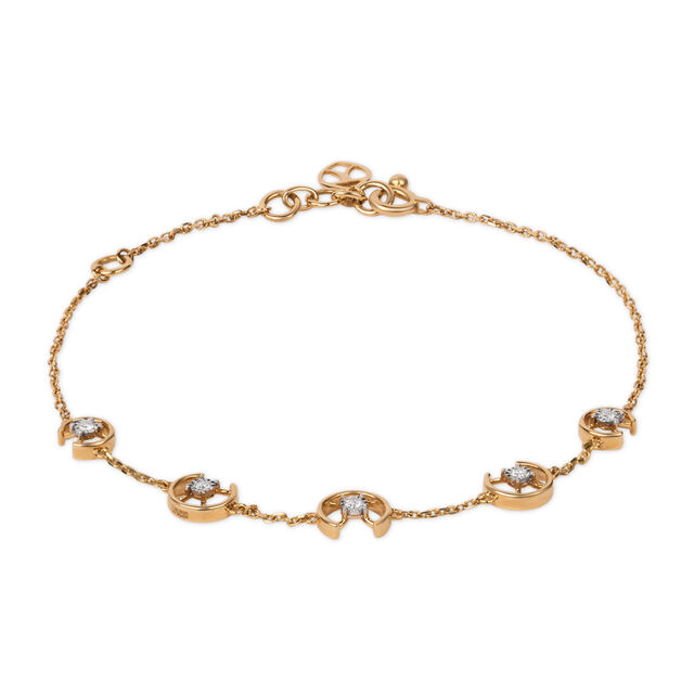 Tanishq 18KT Alternating Crescent Moon Bracelet for Women 