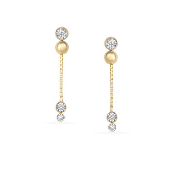 Tanishq 18KT Linear Chain Shimmer Drop Earrings for Women
